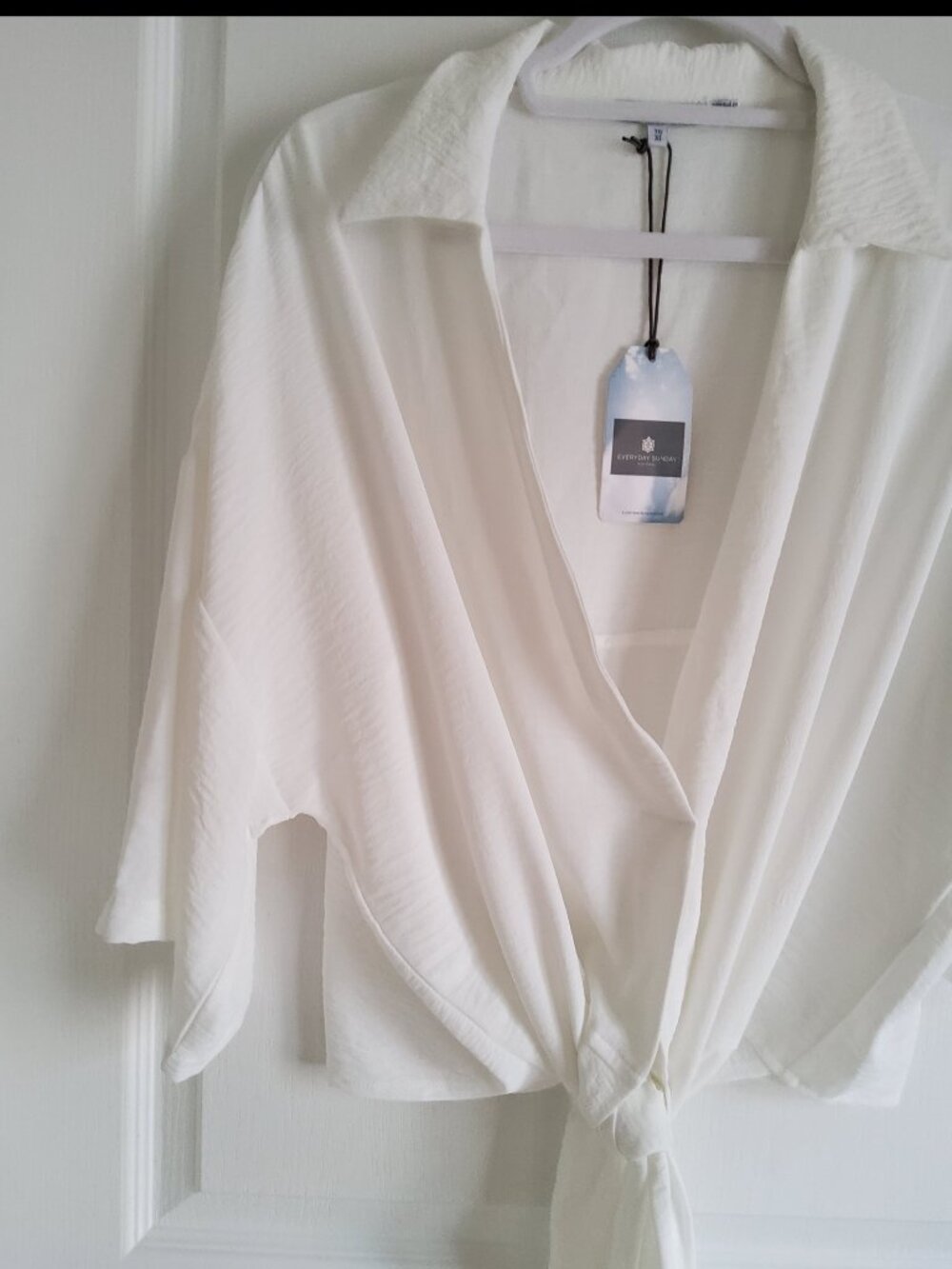 Everyday Sunday Front‑Tie Beach Cover‑Up Shirt – NWT – White – Size XL
